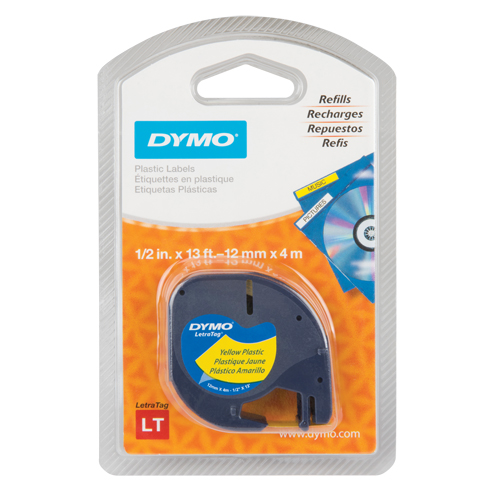 Labels for LetraTag Plus LT100-H, 12 mm x 13', Black on Yellow Canadian Safety Group Inc.