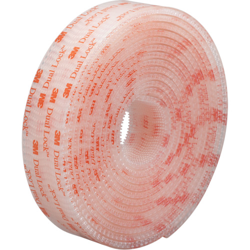 Dual Lock Reclosable Fastener, Self-Mating, 50 yds x 1/2", Adhesive, Clear Canadian Safety Group Inc.