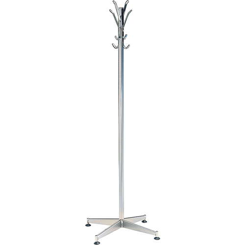 Coat Tree, 60" H, Steel, Chrome, 8 Hook(s) Canadian Safety Group Inc.