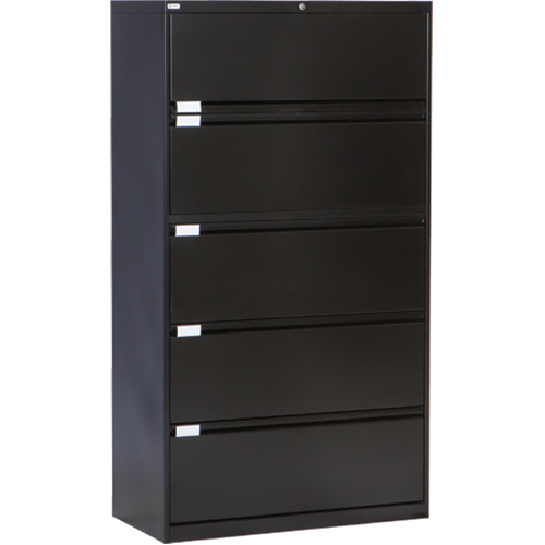 Classeur lat&eacute;ral, Acier, 5 tiroirs, 36" la x 18" p x 65-1/2" h, Noir Canadian Safety Group Inc.
