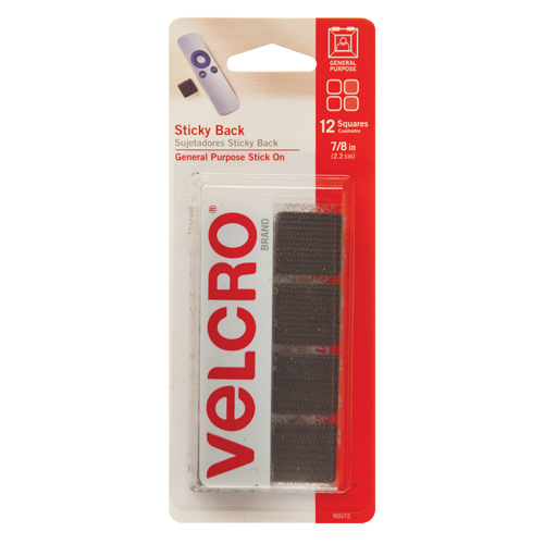 Attaches en carr&eacute;e, Boucle et crochet, 7/8" dia., Adh&eacute;sif, Noir Canadian Safety Group Inc.
