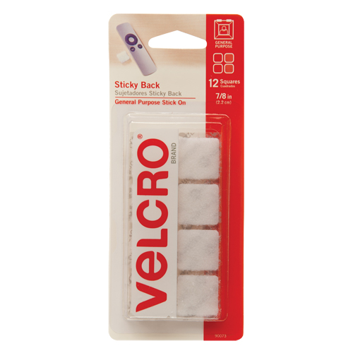 Fastener Squares, Hook & Loop, 7/8" Dia., Adhesive, White Canadian Safety Group Inc.