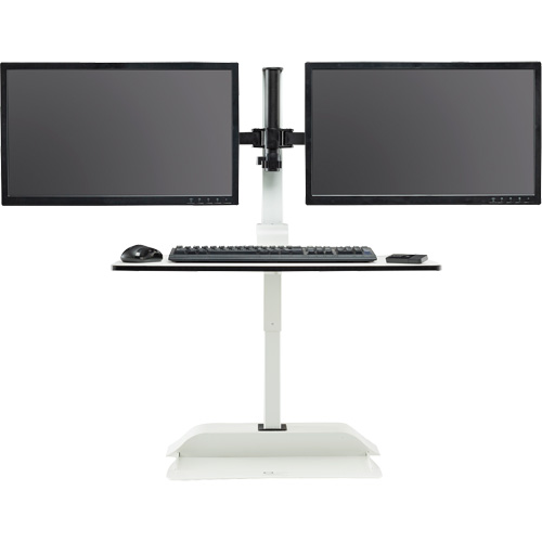 Soar Sit/Stand Electric Desk with Dual Monitor Arm, Desktop Unit, 37-1/4" H x 27-3/4" W x 22" D, White Canadian Safety Group Inc.
