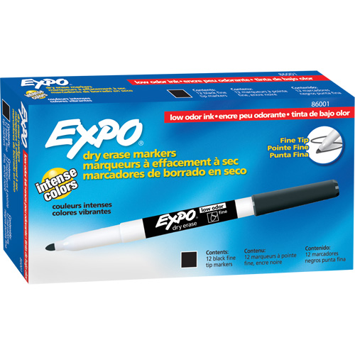 Low Odour Dry Erase Whiteboard Marker, Black, Fine Tip Canadian Safety Group Inc.