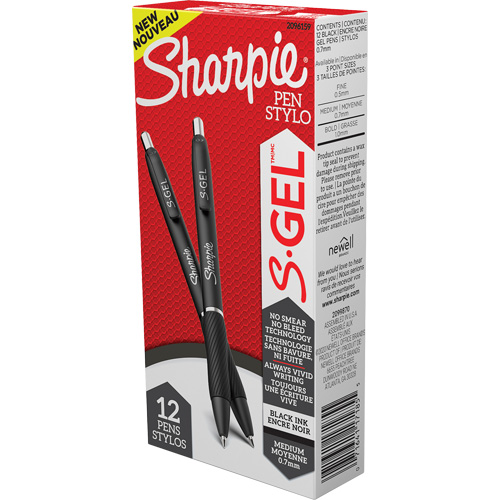 Stylo S-Gel, Noir, 0,7 mm, R&eacute;tractable Canadian Safety Group Inc.