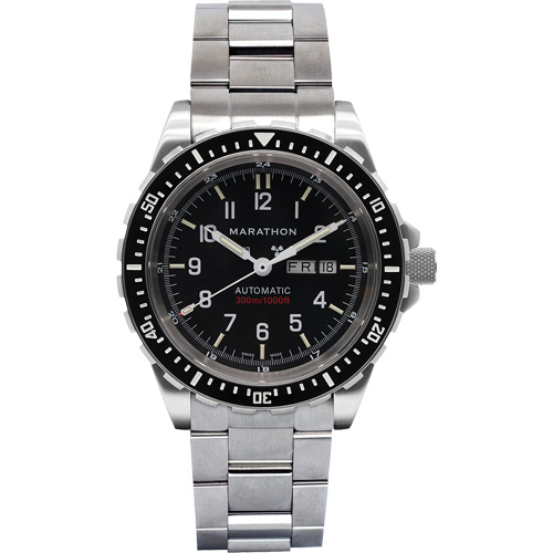 Tr&egrave;s grande montre automatique avec jour/date avec bracelet en acier inoxydable, Num&eacute;rique, &agrave; piles, 46 mm, Argent Canadian Safety Group Inc.