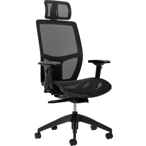 Format+ High-Back Weight-Sensing Synchro-Tilter with Headrest, Mesh, Black, 300 lbs. Capacity Canadian Safety Group Inc.