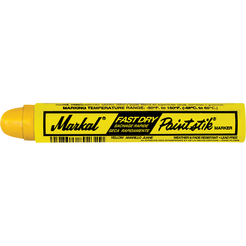B&acirc;tons de peinture Paintstik &agrave; s&eacute;chage rapide 50° &agrave; 150°F, B&acirc;ton plein, Jaune Canadian Safety Group Inc.