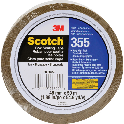 Ruban d'emballage Scotch 355, Adh&eacute;sif Thermofusible, 3,4 mils, 48 mm (1-22/25") x 50 m (164') Canadian Safety Group Inc.