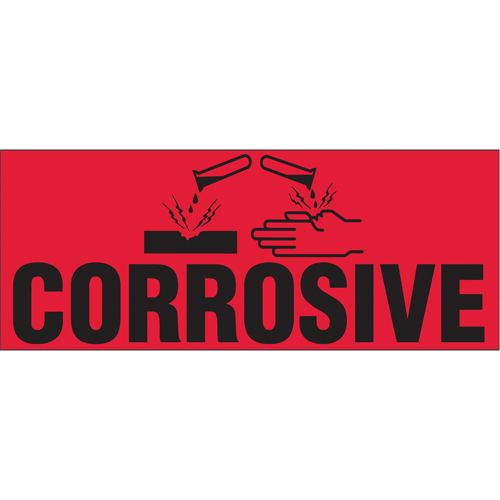 "Corrosive" Special Handling Labels, 5" L x 2" W, Black on Red Canadian Safety Group Inc.