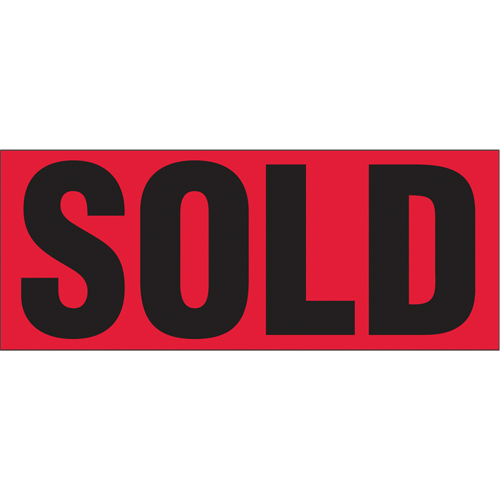 "Sold" Special Handling Labels, 5" L x 2" W, Black on Red Canadian Safety Group Inc.