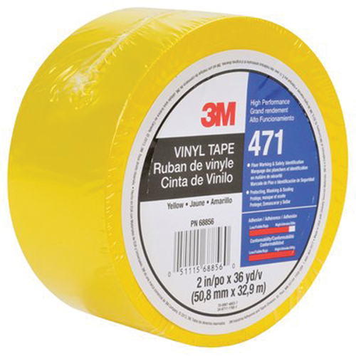 471 Vinyl Tape, 50.8 mm (2") W x 32.9 m (108') L, 5.3 mils, Yellow Canadian Safety Group Inc.
