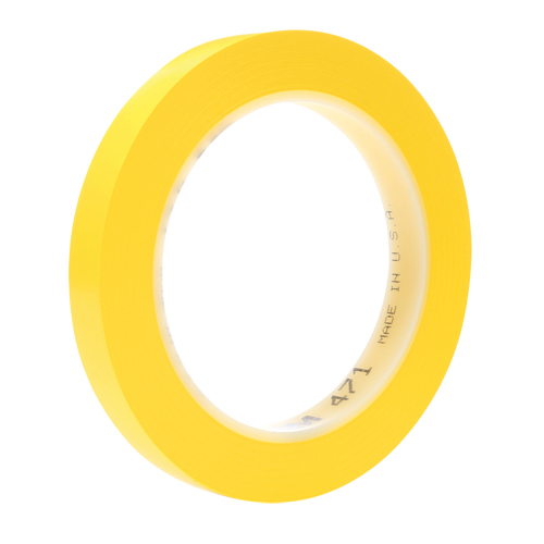 471 Vinyl Tape, 12 mm (1/2") W x 32.9 m (108') L, 5.3 mils, Yellow Canadian Safety Group Inc.
