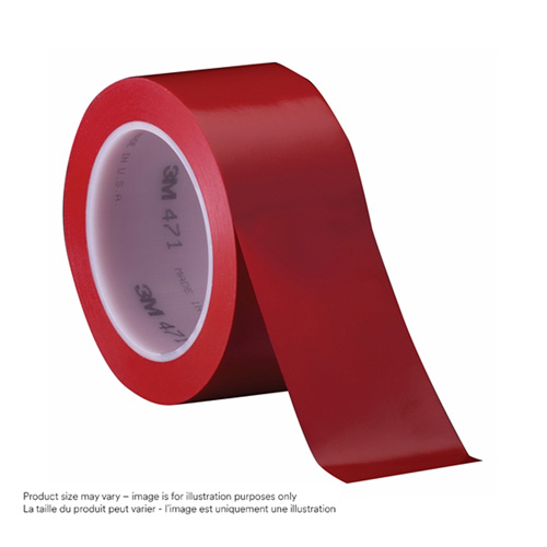 471 Vinyl Tape, 38 mm (1-1/2") W x 32.9 m (108') L, 5.3 mils, Red Canadian Safety Group Inc.