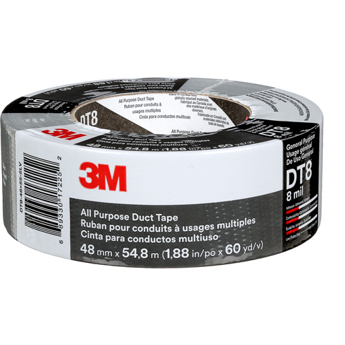 DT8 All-Purpose Duct Tape, 8 mils, Silver, 48 mm (2") x 55 m (180') Canadian Safety Group Inc.