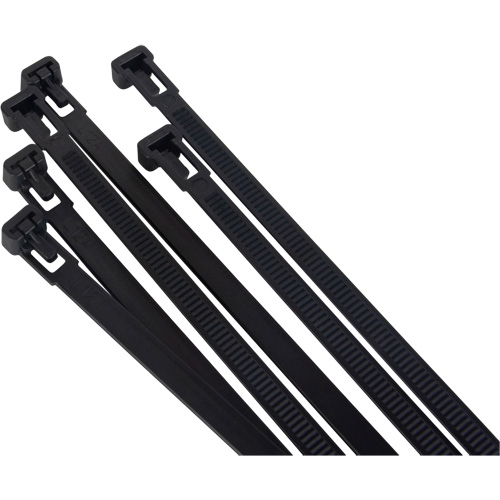 Attache-c&acirc;ble r&eacute;utilisable, Longueur 14", R&eacute;sistance &agrave; la traction 50 lb, Noir Canadian Safety Group Inc.