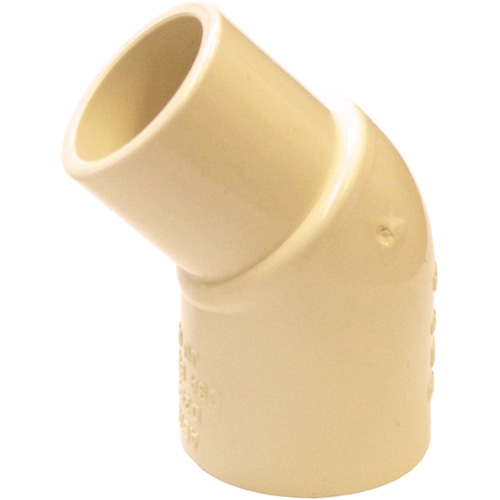 Raccord coude 45° m&acirc;le et femelle Flowguard Gold, Chantepleure x noeud, PVC-C, 1/2" Canadian Safety Group Inc.