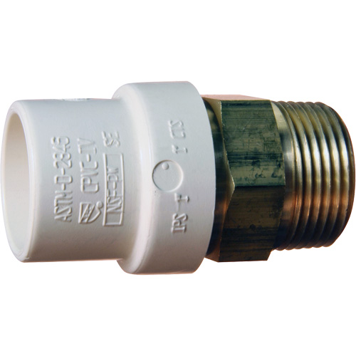 Threaded Pipe Adapter, Hub x MPT, 1/2" Dia., Brass/CPVC Canadian Safety Group Inc.