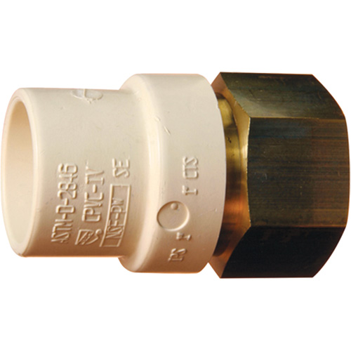 Adaptateur de tuyau filet&eacute;, Noeud x FPT, 1-1/4" dia., Laiton/PVC-C Canadian Safety Group Inc.