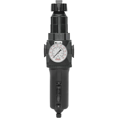 Manual Drain Filter/Regulator with Metal Bowl & Gauge Modulair 400, 1/2" NPT, 200 psi, 9.1 fl. oz. Capacity Canadian Safety Group Inc.