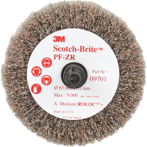 Scotch-Brite Roloc Cut and Polish Flap Brush, PF-ZR, Aluminum Oxide, Medium Grit, 2-1/2" x 1-1/4" Canadian Safety Group Inc.