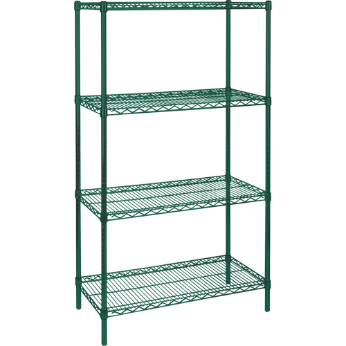 Heavy-Duty Green Epoxy Finish Wire Shelving, 4 Tiers, 36" W x 63" H x 24" D Canadian Safety Group Inc.