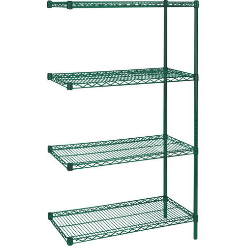 &eacute;tag&egrave;res robustes en treillis m&eacute;tallique au fini &eacute;poxy vert, Ensemble de Ajout, 4 Tablettes, 36" la x 63" h x 24" p Canadian Safety Group Inc.