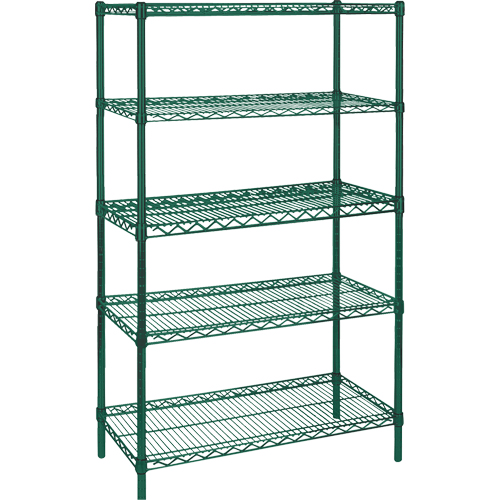 Heavy-Duty Green Epoxy Finish Wire Shelving, 5 Tiers, 36" W x 74" H x 18" D Canadian Safety Group Inc.