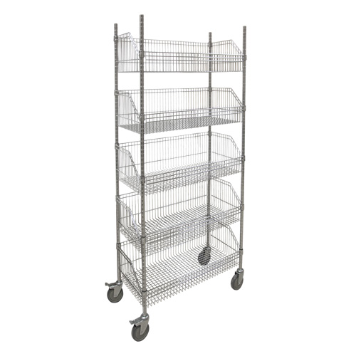 Chariot &agrave; tablette avec panier en treillis, Tiers 5, 48" la x 80" h x 24" p Canadian Safety Group Inc.