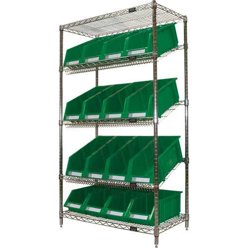 &eacute;tag&egrave;re en treillis m&eacute;tallique &agrave; tablettes inclin&eacute;es avec bacs, Tiers 5, 36" la x 63" h x 18" p Canadian Safety Group Inc.