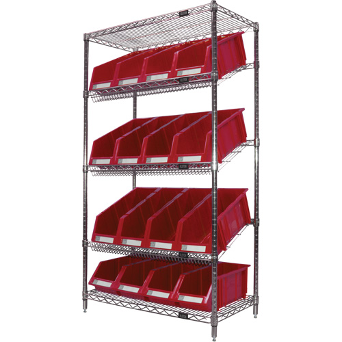 &eacute;tag&egrave;re en treillis m&eacute;tallique &agrave; tablettes inclin&eacute;es avec bacs, Tiers 5, 36" la x 63" h x 18" p Canadian Safety Group Inc.