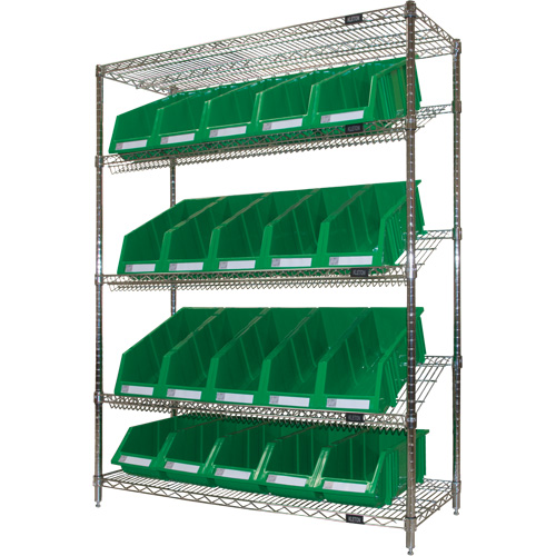 &eacute;tag&egrave;re en treillis m&eacute;tallique &agrave; tablettes inclin&eacute;es avec bacs, Tiers 5, 48" la x 63" h x 18" p Canadian Safety Group Inc.