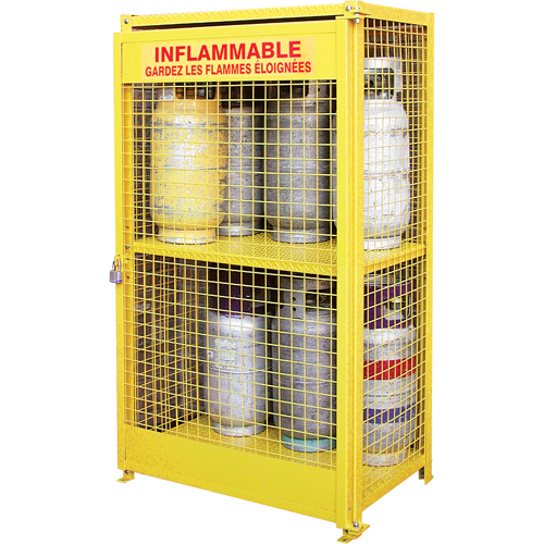 Gas Cylinder Cabinets, 12 Cylinder Capacity, 44" W x 30" D x 74" H, Yellow Canadian Safety Group Inc.