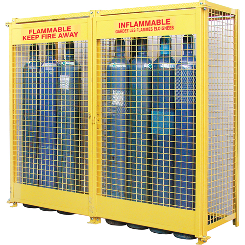 Gas Cylinder Cabinets, 20 Cylinder Capacity, 88" W x 30" D x 74" H, Yellow Canadian Safety Group Inc.