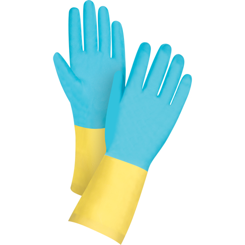 Gants tremp&eacute;s de premi&egrave;re qualit&eacute; r&eacute;sistants aux produits chimiques, Taille Petit/7, 12" lo, N&eacute;opr&egrave;ne/Latex de caoutchouc, Doublure en Coton/Ouat&eacute;e, 20 mils Canadian Safety Group Inc.