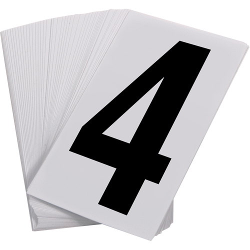 Num&eacute;ros autocollants, 4, 3-1/2" h, Noir sur blanc Canadian Safety Group Inc.