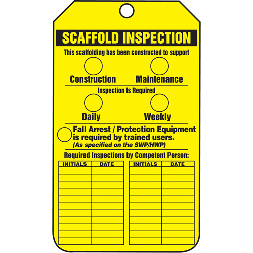 &eacute;tiquettes de s&eacute;curit&eacute; d'inspection et de contr&ocirc;le de l'&eacute;tat de l'&eacute;quipement, Papier cartonn&eacute;, 3-1/8" la x 5-7/8" h, Anglais Canadian Safety Group Inc.