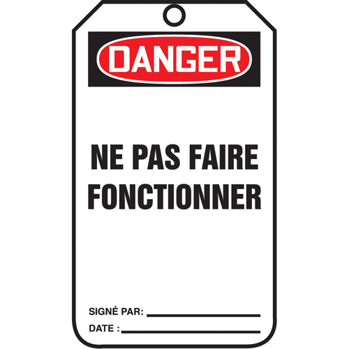 Lockout Tags, Cardstock, 3-1/8" W x 5-7/8" H, French Canadian Safety Group Inc.
