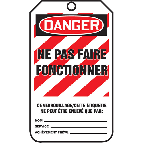 Lockout Tags, Cardstock, 3-1/8" W x 5-7/8" H, French Canadian Safety Group Inc.