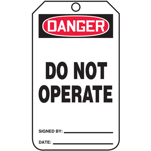 Safety Tags, Cardstock, 3-1/4" W x 5-3/4" H, English Canadian Safety Group Inc.