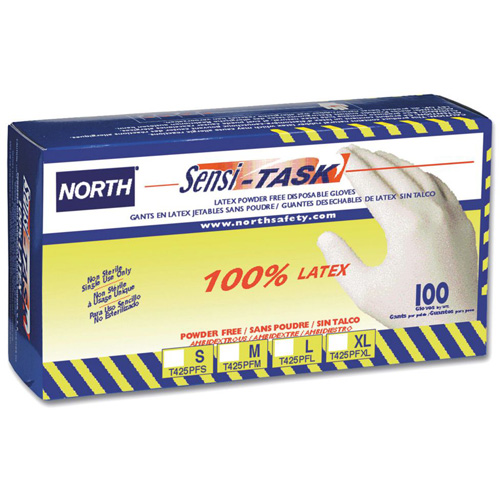 Gants jetables Sensi-Task, Grand, Latex, 5 mils, Sans poudre, Blanc Canadian Safety Group Inc.