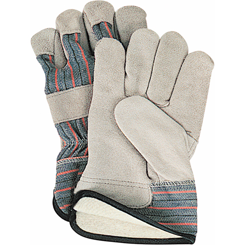 Gants d'ajusteur doubl&eacute;s pour l'hiver, Grand, Paume en Cuir de vache refendu, Doublure en Molleton de coton Canadian Safety Group Inc.