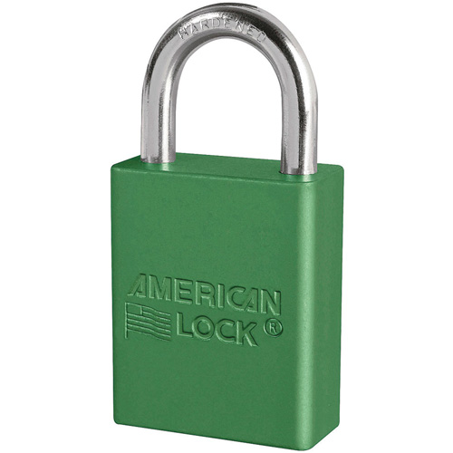 Cadenas de s&eacute;curit&eacute; American Lock, Vert, Cl&eacute;s identiques, Aluminium, Largeur de 1-1/2" Canadian Safety Group Inc.