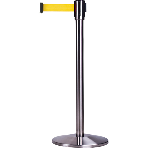 Free-Standing Crowd Control Barrier, Steel, 35" H, Yellow Tape, 12' Tape Length Canadian Safety Group Inc.