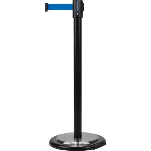 Free-Standing Crowd Control Barrier, Steel, 35" H, Blue Tape, 7' Tape Length Canadian Safety Group Inc.
