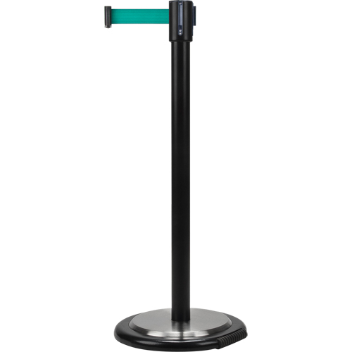 Free-Standing Crowd Control Barrier, Steel, 35" H, Green Tape, 7' Tape Length Canadian Safety Group Inc.