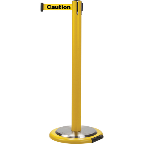 Free-Standing Crowd Control Barrier, Steel, 35" H, Yellow Tape, 7' Tape Length Canadian Safety Group Inc.