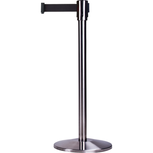 Free-Standing Crowd Control Barrier, Steel, 35" H, Black Tape, 12' Tape Length Canadian Safety Group Inc.