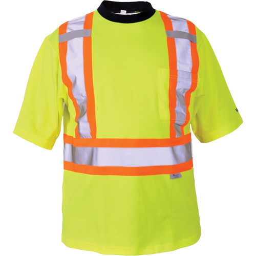 T-shirt de s&eacute;curit&eacute;, Polyester, Moyen, Jaune lime haute visibilit&eacute; Canadian Safety Group Inc.
