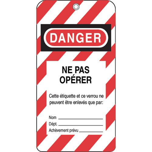 &eacute;tiquettes de verrouillage, Plastique, 3" la x 5-3/4" h, Français Canadian Safety Group Inc.